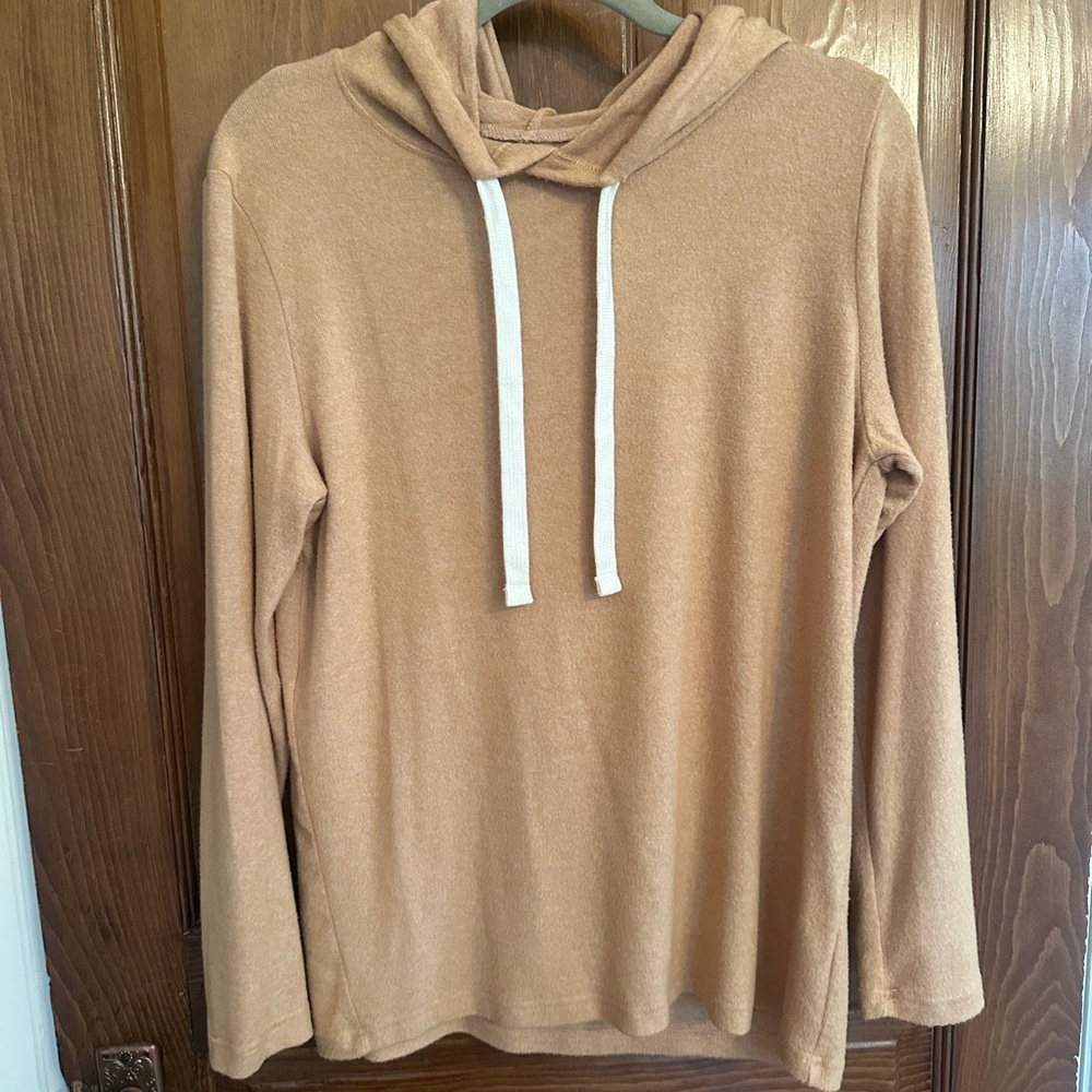 Zyia Boyfriend Camel Hoodie with Drawstring